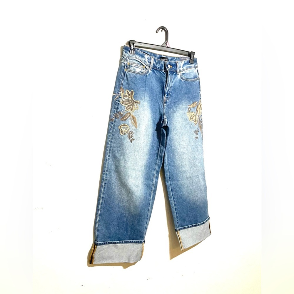 NWT Talbots STRAIGHT ANKLE CUFF EMBROIDERED JEANS - AUTUMN WASH SIZE 6 - Picture 4 of 8